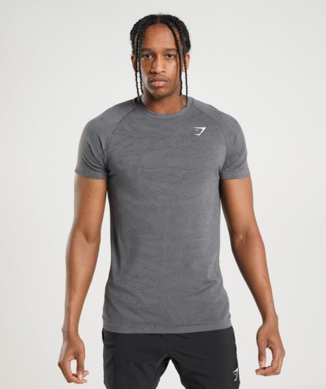 Men's Gymshark Geo Seamless T-Shirts Grey | CA D176A8